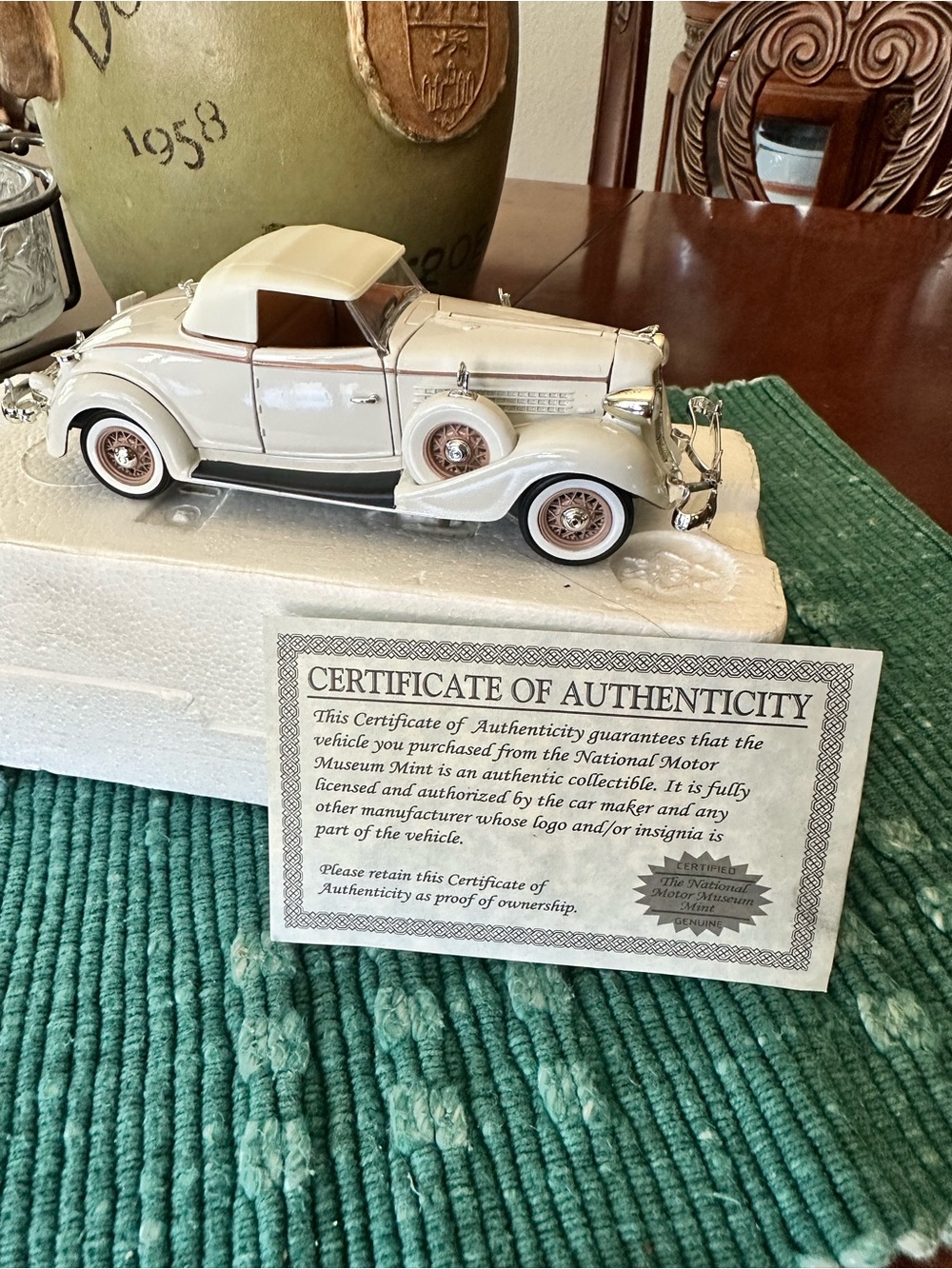 Die-Cast Classic Convertible Model Car - White